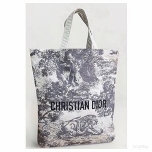 NEW Dior Toile de Jouy Tote Bag Gray & Black